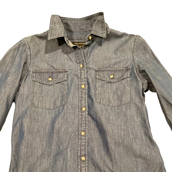 Banana Republic Blue Button-Down Denim Top, Size Small - Picture 4 of 13